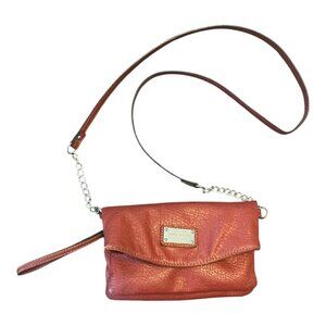 Nine West Red Faux Leather Crossbody Wristlet – Convertible Bag with Chain Strap